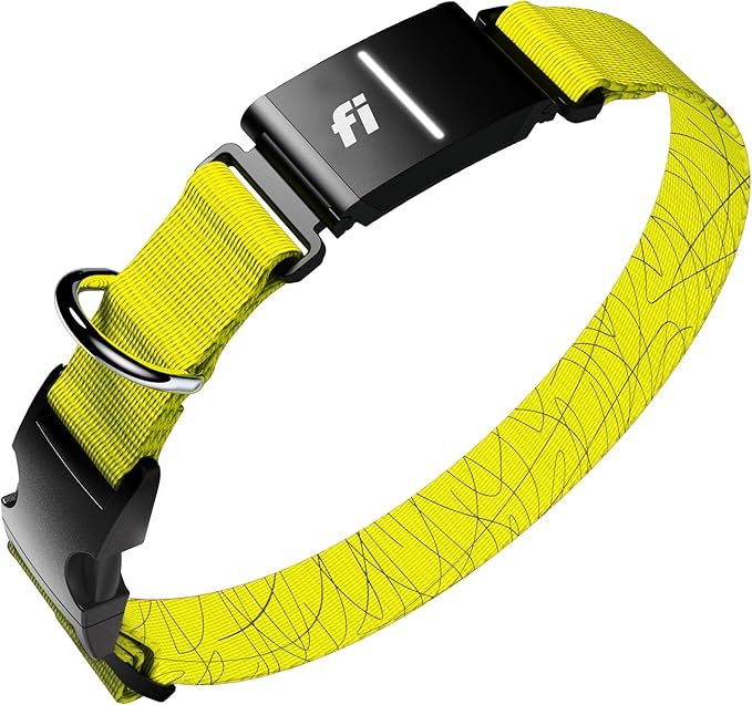 Fi Series 3+ GPS + Health Dog Collar, Yellow, X-Small, 12-Month Membership | Smart GPS dog collar with live tracking, health & behavior, Escape Alerts, LED light. Waterproof and Apple Watch compatible.