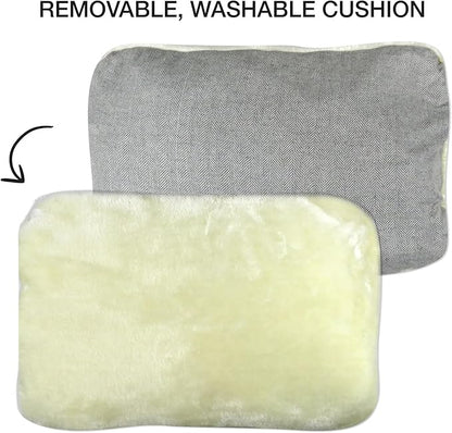 Pet Passion Mello-The Ultra Luxe Bolster Dog Bed with Removable Washable Pillow for All Pet Breeds, Ivory Tweed, Small