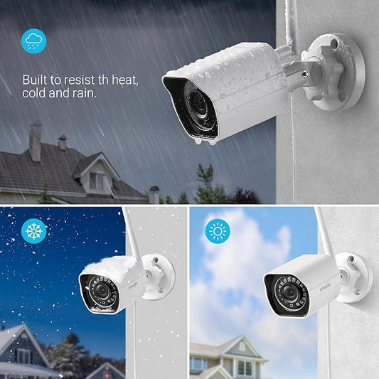 Zmodo Outdoor Wireless Security Camera System, 2 Pack 1080p Full HD Smart Home Indoor Outdoor WiFi IP Cameras with Night Vision, Plug-In, Compatible with Alexa