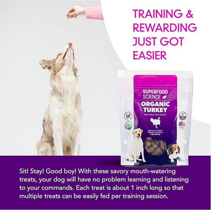 Organic Dog Treats, Soft & Chewy Organic Turkey Dog Treats, Low Calorie Hypoallergenic Natural Limited Ingredient Training Treats, Puppies & All Dog Sizes, Made in USA, for Sensitive Stomachs, 5 oz