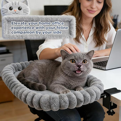 IPOW Cat Bed Heavy Duty Steel Frame Supports up to 50lbs Cat Desk Bed & Perch Space-Saving 90°Foldable with Soft Ultra-Plush Faux Fur for Small Medium Large Cats