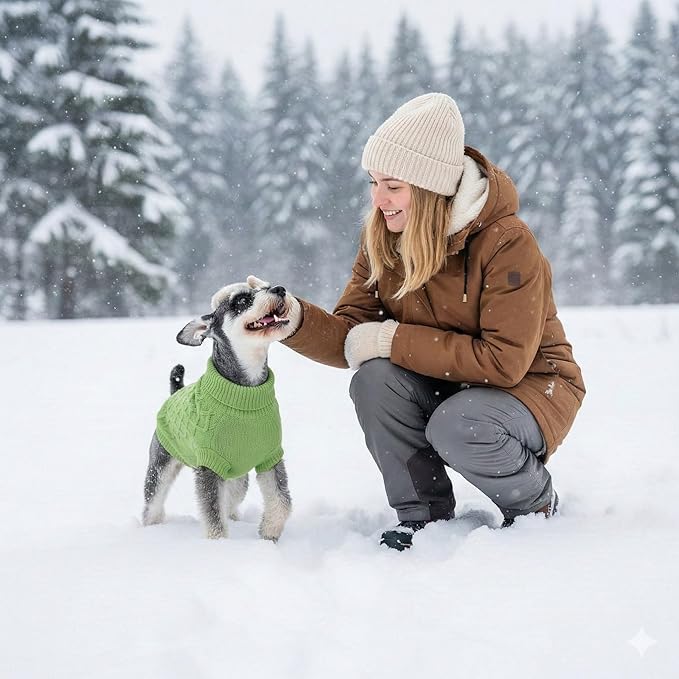 Dog Warm Winter Sweater Pet Clothes Knitwear for Medium Dog for Corgi, West Highland, Schnauzer, Border Collie, Dog Outfits(Green XL)