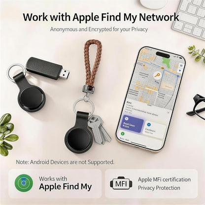 GPS Tracker for Dogs/Cat（2026 MFi Certified - Long Standby）Smart Collar with Real-Time Location - Pet Location Tracker with Holder, No Monthly Fee/No SIM Card,Works with iOS Find My,Ultra-Slim,IP68-W