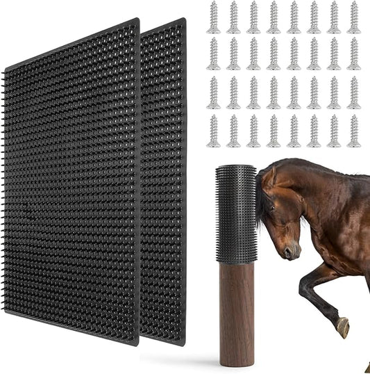 Middle Livestock Scratching Brush Horse Scratching Post Pad, Horse Cow Scratching Post for Grooming, 21.65" x19.68" Horse Scratcher Brush for Cattle Horse Cow Dogs Pigs