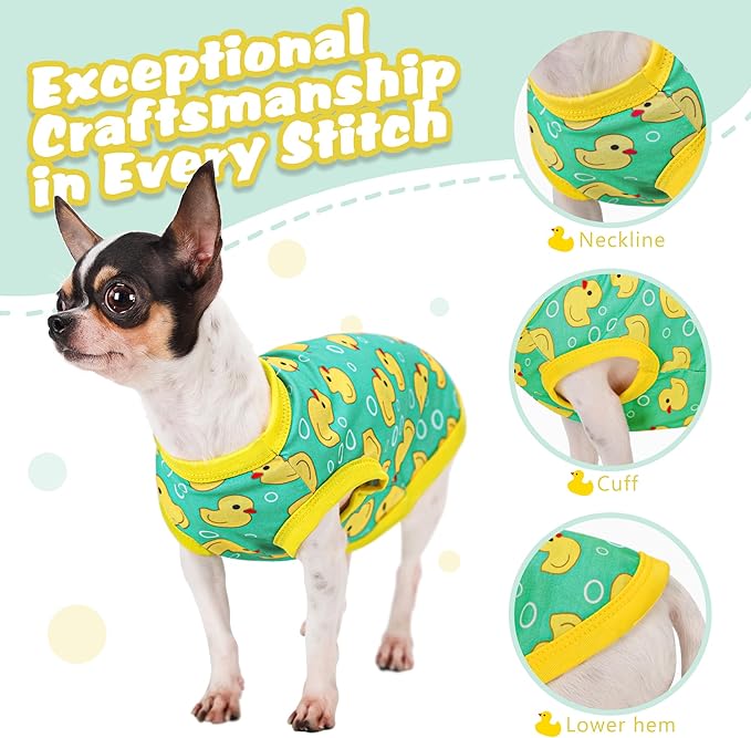 Adorable Yellow Duck Dog Shirt: Lightweight Polyester Cartoon Puppy Vest, Small Medium & Large Dog T-Shirt, Summer Pet Clothes, Cute Dog Apparel, Breathable Dog Tank Top Purple M