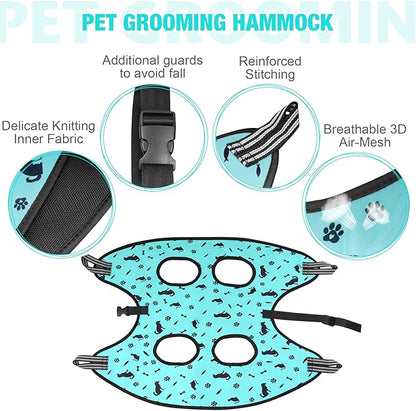ATESON Dog Grooming Hammock - Pet Harness for Grooming Nail Trimming (M 40lb), Dog Sling for Nail Clipping, Dog Hanging Holder for Cutting Nail with Nail Clippers