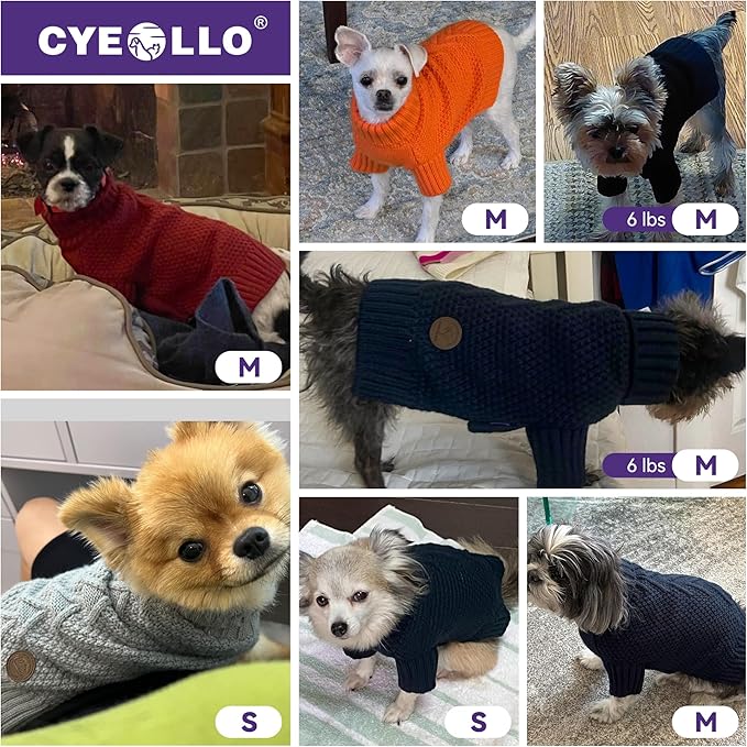 cyeollo Small Dog Sweater with Long Sleeves, Warm Turtleneck Knitwear Dog Clothes Girl Puppy Sweaters for Small Dogs Cats Apparel, Pink, S