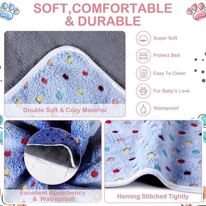 Tudomro 8 Pcs Guinea Pig Blankets Washable Small Pet Fleece Bedding Cage Liners Double Sided Pet Reusable Sleep Mat Pad Cover for Ferret Chinchilla Furniture Protection(Dot,12 x 12 Inch)