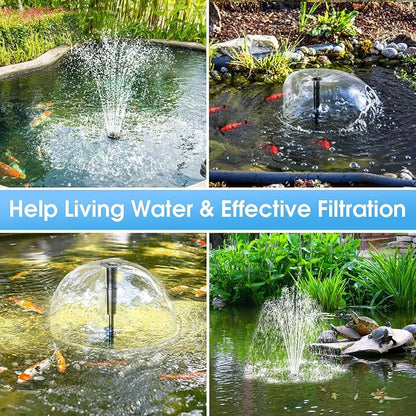 Pond Filter with 12W Solar Fountain Pump, Solar Pond Filter with 160GPH Pump & Fountain Kit, Outdoor Filter Box with 6.6FT PVC Tubing, Perfect for Ponds Clean, Clear, and Add Water Features