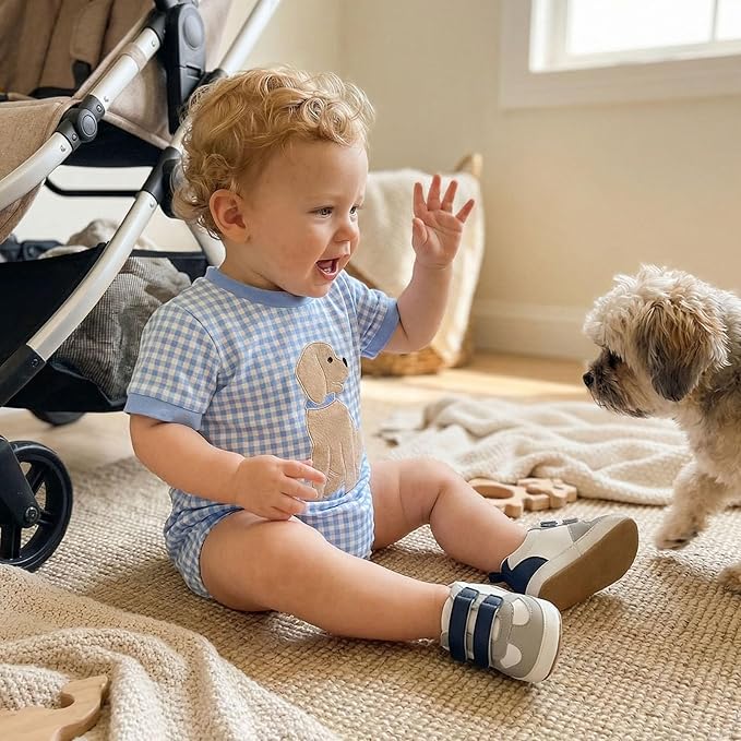 Baby Girl Summer Clothes Dog Bubble Romper Newborn Infant Plaid Onesie Spring Summer Toddler Bodysuit Clothes