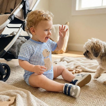 Baby Girl Summer Clothes Dog Bubble Romper Newborn Infant Plaid Onesie Spring Summer Toddler Bodysuit Clothes