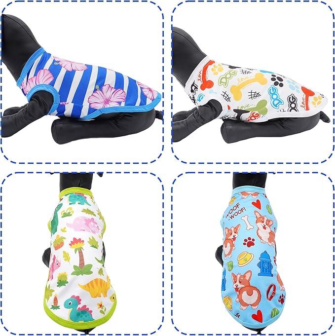 8PCS/Pack Dog Shirts Male for XXL Dog Boy Sleeveless T Shirts Soft Stretchy Tank Top Tee Vest