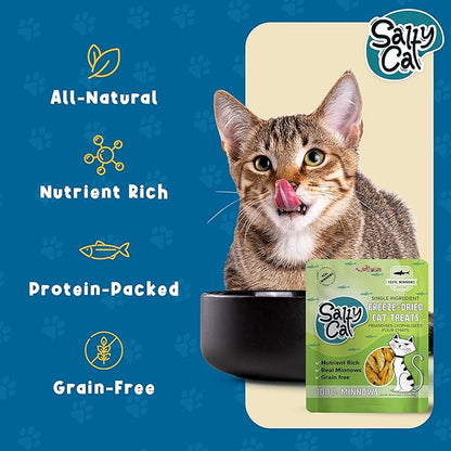 Salty Cat 100% Natural Freeze-Dried Minnows Cat Treats, 10g (12 Pack)