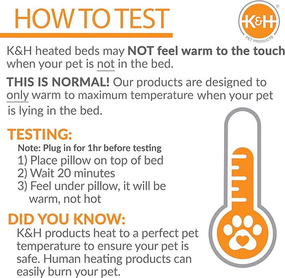K&H Pet Products Bolster Heated Cat Bed for Indoor Cats, Thermo-Kitty Fashion Splash Orthopedic Foam Heated Pet Bed for Cats or Dogs, Waterproof Pet Heater, Safety Listed Small 18in Round Blue