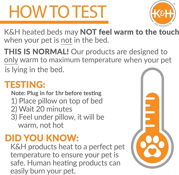 K&H Pet Products Bolster Heated Cat Bed for Indoor Cats, Thermo-Kitty Fashion Splash Orthopedic Foam Heated Pet Bed for Large Cats, Dogs, Waterproof Pet Heater, Safety Listed - Large 16 X 22in Blue