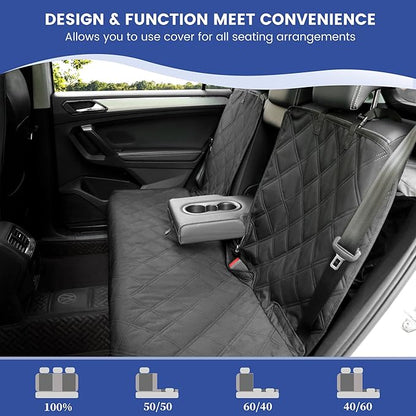ALLANSING XL Back Seat Cover for Full-Size Trucks/SUVs Rear Split Bench, Heavy Duty 900D Waterproof Non-Slip Car Seat Protector for Messy Kids & Drooling Dogs, Easy Clean (Black)