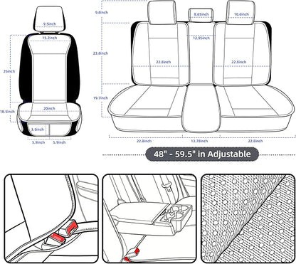 Elantrip Car Seat Cover Full Set Leather Car Seat Protector Universal fit for Most Cars SUVs and Trucks Water Proof Front and Rear Seat Protector Beige