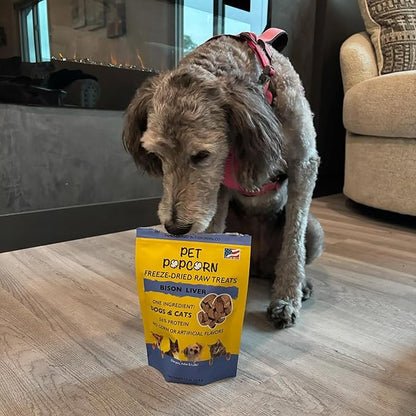 Freeze-Dried Raw Treats - Bison Liver - 2.5oz Bag, Dog & Cat Snacks, Single Ingredient, Natural, Pet Food Topper, Protein‑Packed Meat