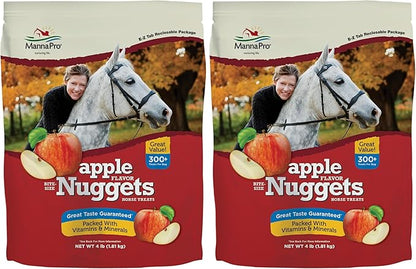 Manna Pro Bite-Size Nuggets for Horses, Pocket Sized Training Horse Treats, Apple Flavored Treats, Packs with Vitamins & Minerals, Great Taste Guaranteed, 4 lbs (Pack of 2)