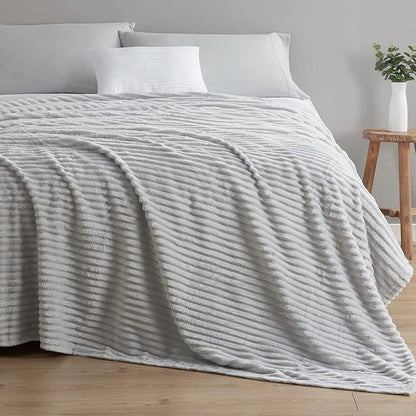 Nestl Light Grey Throw Blanket for Couch - Cozy Warm Fuzzy Blankets for Women, Plush Small Fleece Throws for Girls - Silver, 50 x 60 Inches