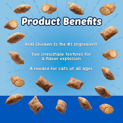 Blue Buffalo Bursts Crunchy & Creamy Cat Treats, Great for Training, Paw-Lickin' Chicken, 2-oz Bag (6 Pack)