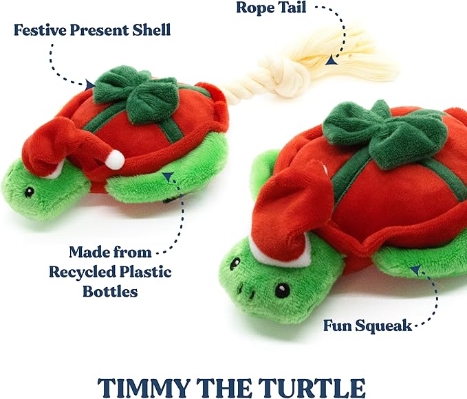 Dog Toys | Winter Plush Toy Turtle Stuffed Animal for Dogs | Medium Eco Friendly Toy - Easy to Clean and Made from Non Toxic Materials