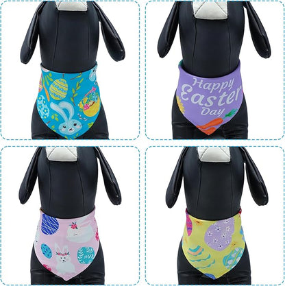 Easter Dog Bandanas for Medium Dog Breed 7 Pcs Hemming Seam Edge Polyester Dog Bandana Adjustable Dogs Scarves Grooming M