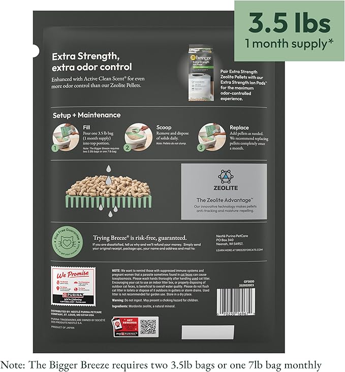 Purina Tidy Cats Non Clumping Cat Litter, Breeze Enhanced Pellets Multi Cat Litter - 3.5 lb. Bag