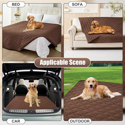 Smiry Waterproof Dog Bed Cover Pet Blanket, Soft Washable Dog Blanket for Furniture Bed Couch Sofa Reversible, Checkered (30"x70", Brown/Brown)