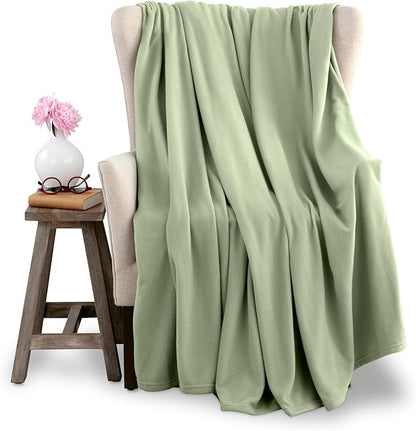 Vellux Soft 240 GSM Micro Fleece Plush Cozy Durable Lightweight Blanket Easy Care Machine Washable Pet Friendly Solid Bed Sofa Blankets, Twin, Green