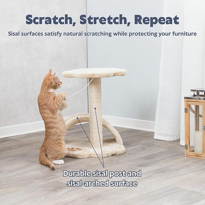 TRIXIE Vitoria 16.9-in Cat Tree for Kittens, Kitty Scratching Post, Sisal Covered Scratcher, Dangling Cat Toy, Beige