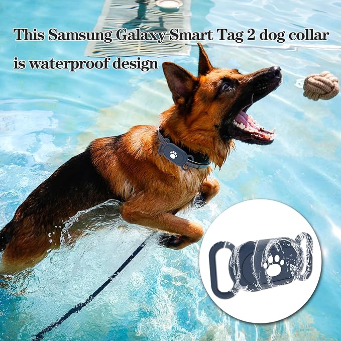 Waterproof Dog Collar Holder Compatible with Samsung Galaxy SmartTag2, Silicone GPS Tracker Hidden Loop Holder for Smart Tag2, Anti-Lost Tag2 Case (Blue)