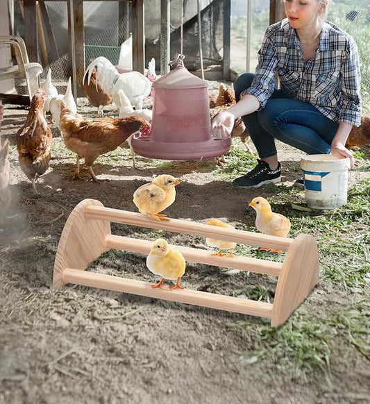 PETSFIT Chick Perch Prevent Rotation Design, Strong Wooden Chicken Roosting Bar, Easy to Assemble and Clean, Fun Toys for Chick