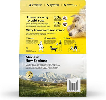 Raw Freeze Dried Dog Food RawMix50 Premium Cage-Free Chicken Recipe, Protein Rich, Includes Kibble, Non-GMO, No Wheat or Corn, 4 lbs