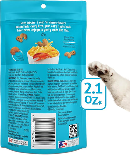 Purina Friskies Cat Treats, Party Mix Lobster & Mac 'N' Cheese Flavors - (Pack of 10) 2.1 oz. Pouches