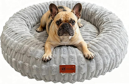 ShinHye Dog Bed for Small Dogs & Cats, Washable Calming Round Pet Bed with Non-Slip Bottom, Soft Indoor Puppy Bed(ZJ-Grey-23x23)