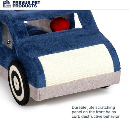 Prevue Pet Products Kitty-150 Cat and Dog Bed and Play Truck - Funny Novelty Dog & Cat Car Bed with Scratcher, Large & Cozy, Easy to Assemble, Removable Pillow, Included Swatting Toy - Blue