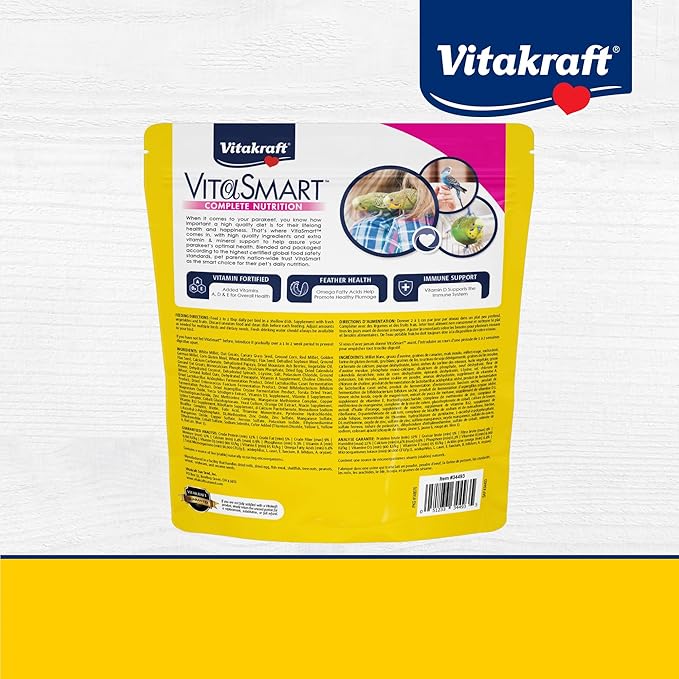 Vitakraft Vita Smart Gourmet Parakeet Food - Vitamin-Fortified - Daily Pet Bird Food 2 Pound (Pack of 1)
