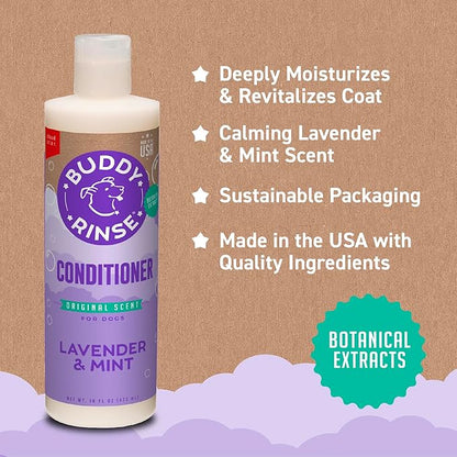 Buddy Rinse Conditioner for Dog Grooming Dog, Lavender & Mint, 16 oz. Bottle