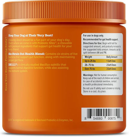 Zesty Paws Probiotics for Dogs, Digestive Enzymes Gut Flora, Digestive Health, Diarrhea & Bowel Support, DE111, Dog Probiotics Soft Chew for Pet Immune System, Chicken, 90 Ct