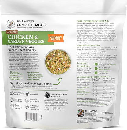 Dr. Harvey's Chicken & Garden Veggies Dog Food, Grain-Free Dehydrated Food for Dogs with Freeze-Dried Chicken (5 Pounds)