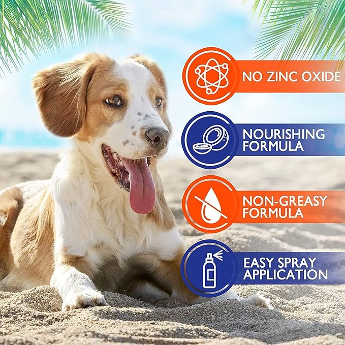 EBPP Dog Sunscreen Sun Skin Protector Spray 8 fl oz - Safe for All Breeds with No Zinc Oxide - Pet Protection and Moisturizer for Skin, Coat, Nose, Ears