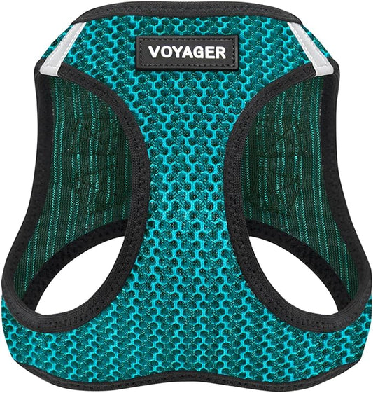 Best Pet Supplies - All Weather Mesh/Plush, Reflective, No Pull Harness for Small, Medium Dogs, Cats - Secure with Hook & Loop Fastener, Buckle, Double D-Rings - Turquoise 2-Tone, S