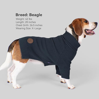 cyeollo 3XL Dog Sweaters for Large Dogs Boy, Stretchable & Cozy Warm Knit Doggy Sweater with Sleeves Turtleneck Fall Winter Cold Weather Big Dog Clothes Like Doberman Labrador, Navy XXXL