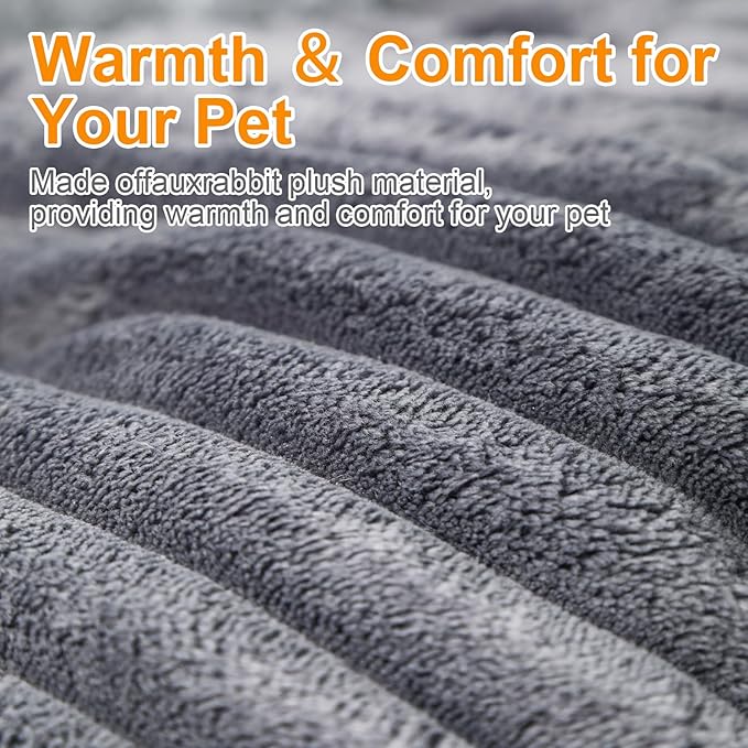 Washable Round Donut Dog Bed,Cat Beds for Indoor Cats,Fluffy Puppy Dogs Beds for Small Dogs with Anti-Slip Bottom(Grey,M)