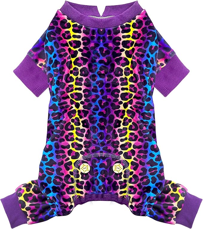 KYEESE Dog Pajamas Velvet Dog Pajamas Small Sized Dogs Dogs Pjs with Leopard Pattern Soft Doggie Jammies Stretchy Doggie Clothes Puppy Onesie Comfy Pet Coat Pet Costume, X-Small