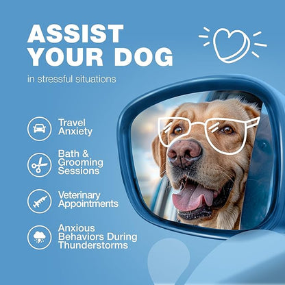 Hemp Calming Chews for Dogs Anxiety - Dog Calming Treats with Melatonin, Valerian Root, Chamomile Extract & Vitamin B Complex - Canine Chews for Vet Visits, Grooming, Travel, Thunderstorms, Fireworks