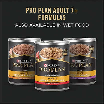 Purina Pro Plan Adult 7 Plus Complete Essentials Shredded Blend Beef and Rice Formula High Protein Dog Food for Senior Dogs - 34 lb. Bag