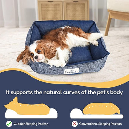 FluffyDream Small Dog Bed, Super Soft Pet Bed Furniture, Suitable for Dogs Up to 30lbs, 24'' x 20'', Dark Blue