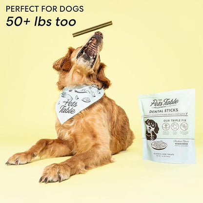 The Pets Table Dental Chews for Dogs 28 Sticks (20 oz), Chicken, Mint & Parsley | Dental Treats/Teeth Cleaning Chews | Removes Plaque and Tarter | Dental Sticks for Bad Breath Treatment | Dental Bones